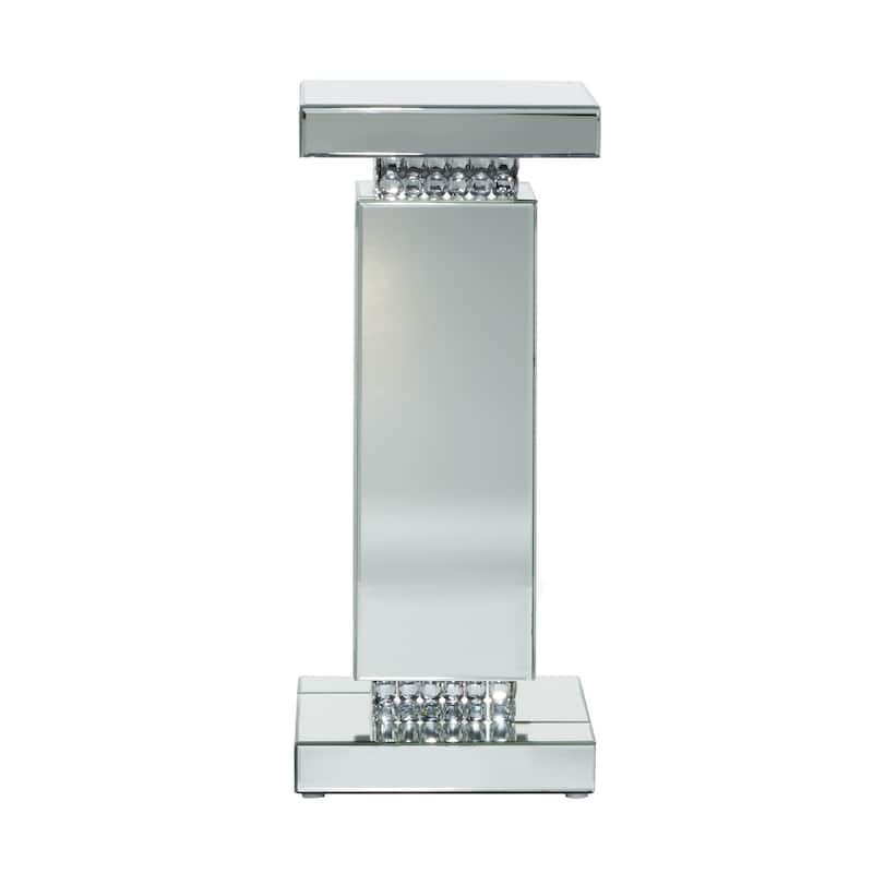 Glass Mirrored Pedestal Table - Silver - Roche River Decor - 12"Wx12"Lx28"H