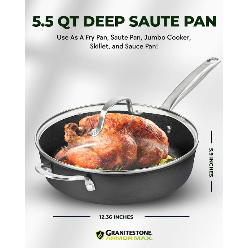 Granitestone Armor Max 5.5 QT Hard Anodized Jumbo Cooker