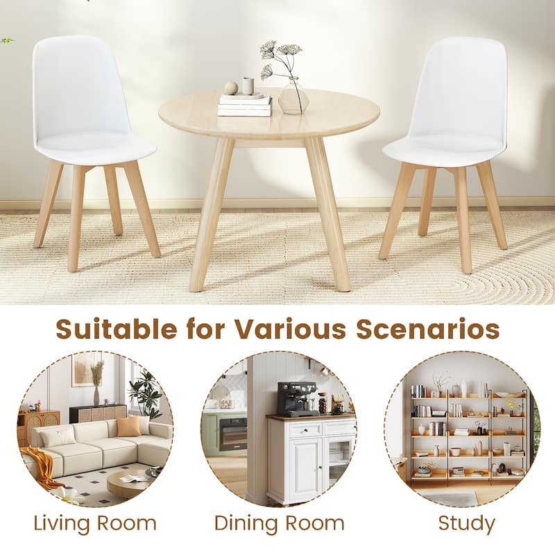 Set of 2 Modern Armless Dining Chairs with Beech Wood Legs and Tilt Backrest for Kitchen and Living Room - 17.5" x 20.5" x 31"