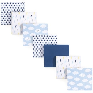 Luvable Friends Baby Boy Cotton Flannel Receiving Blankets, Boy Clouds, One Size - Boy Clouds 7-Pack - One Size