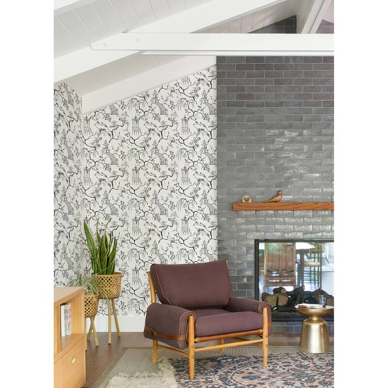 A-Street Prints Serena Charcoal Chinoiserie Wallpaper