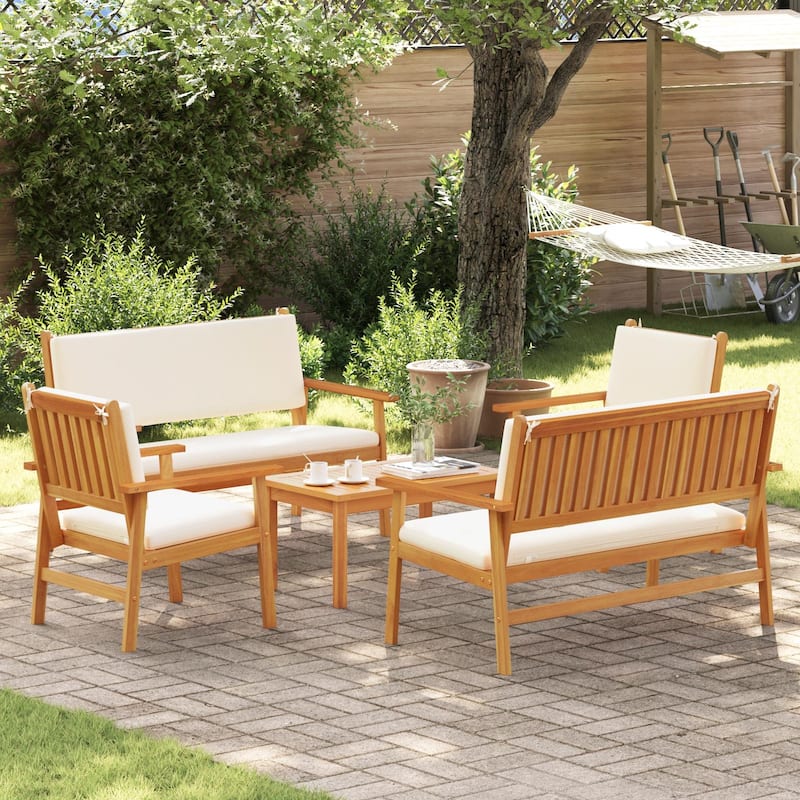 vidaXL 3/4/5/6 Piece Garden Sofa/Dining/Bistro Set with Cushions Solid Wood Acacia