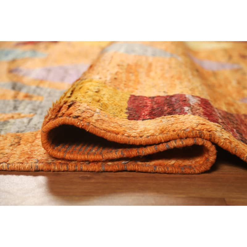 Orange Tribal Moroccan Oriental Rug Handmade Wool Carpet - 5'5" x 6'3"