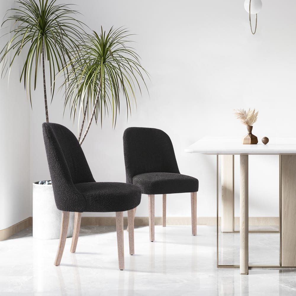 Boucle Polyester Upholstered Side Chair - Water/ Stain Resistant (Set of 2)