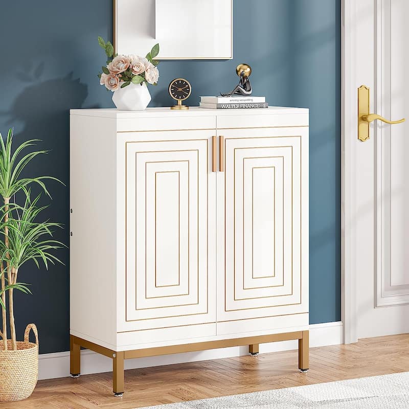 20 Pairs Entryway Shoe Storage Cabinet Storage Organizer for Closet - White