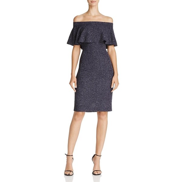 eliza j off the shoulder ruffle sheath dress