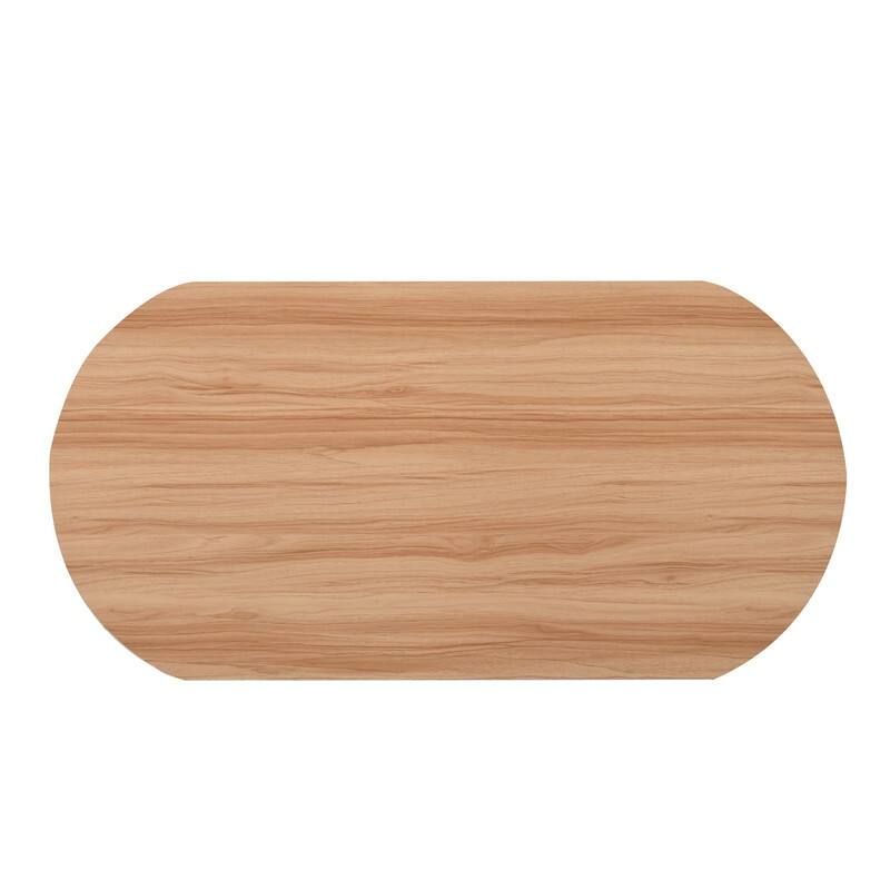 Wood Lift Top Coffee Table with Hidden Storage, 47" Oval Lift Table Top wavy grooves Design Conversation Table