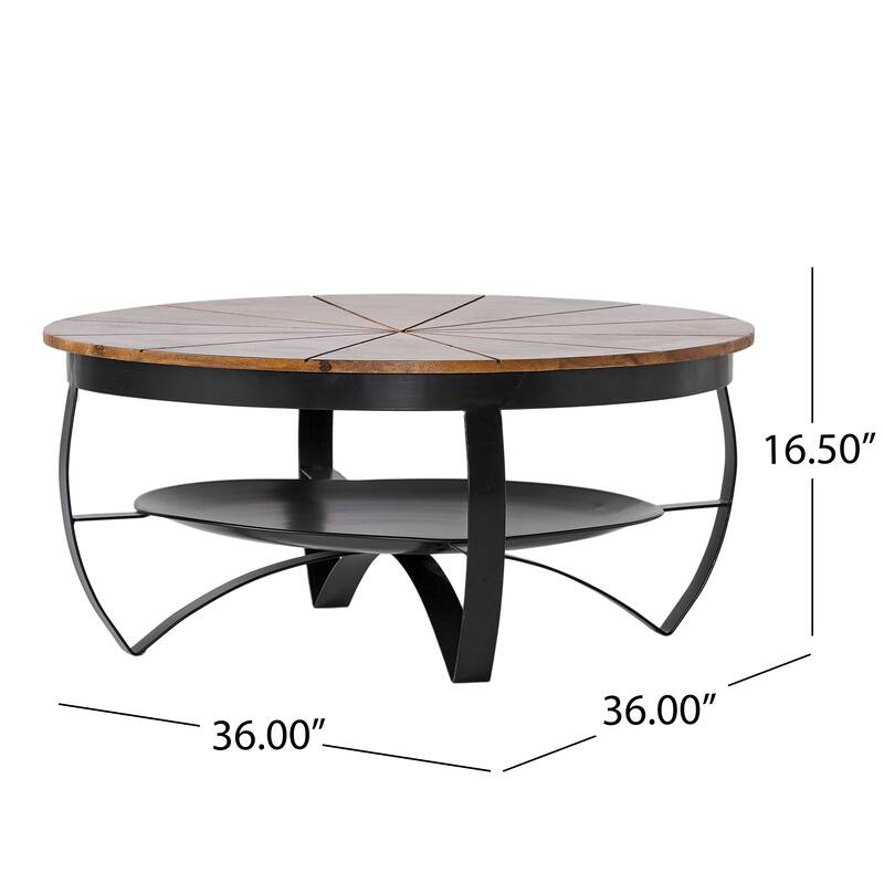 Handcrafted Boho Mango Wood and Iron Coffee Table