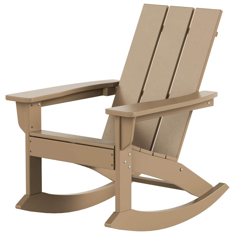 Shoreside Modern Eco-Friendly All Weather Poly Adirondack Rocking Chair