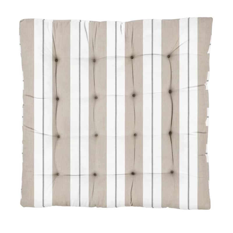 Sorra Home Sunbrella Striped Large Indoor/Outdoor Square Tufted Floor Pillow with Handle (Single Pillow)