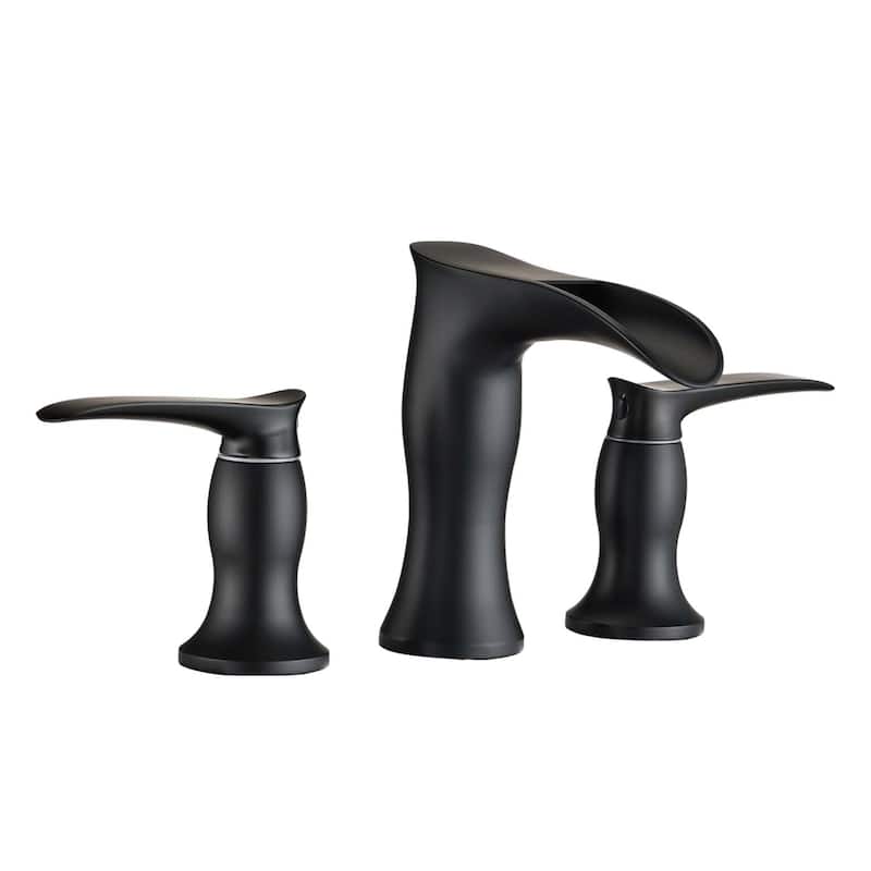 BATHLET Victoria Widespread Waterfall Sink Faucet in Matte Black - Matte Black