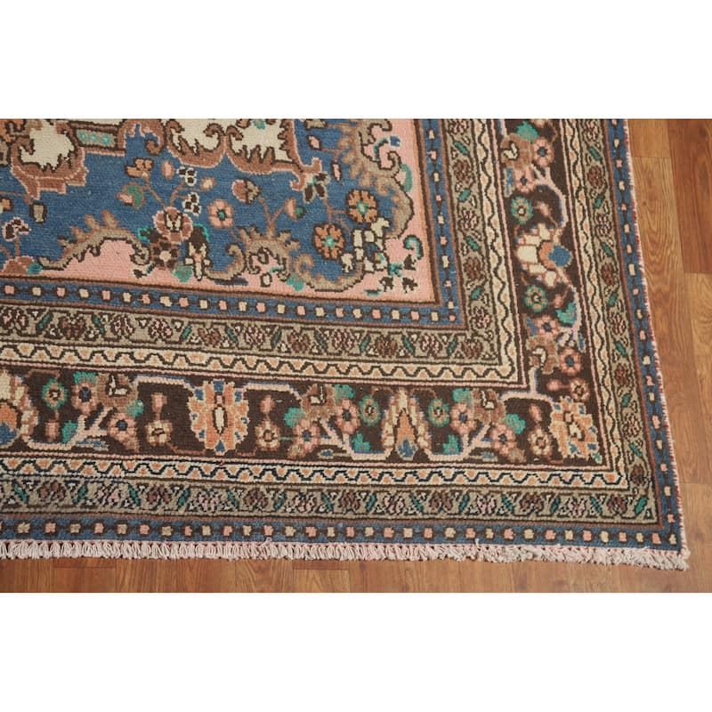 Orange Floral Hamedan Persian Area Rug Hand-Knotted Wool Carpet - 8'6" x 11'11"