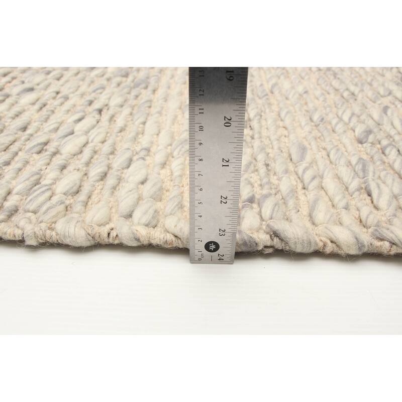 ECARPETGALLERY Braid weave Sienna Grey Wool Rug - 5'4 x 7'7