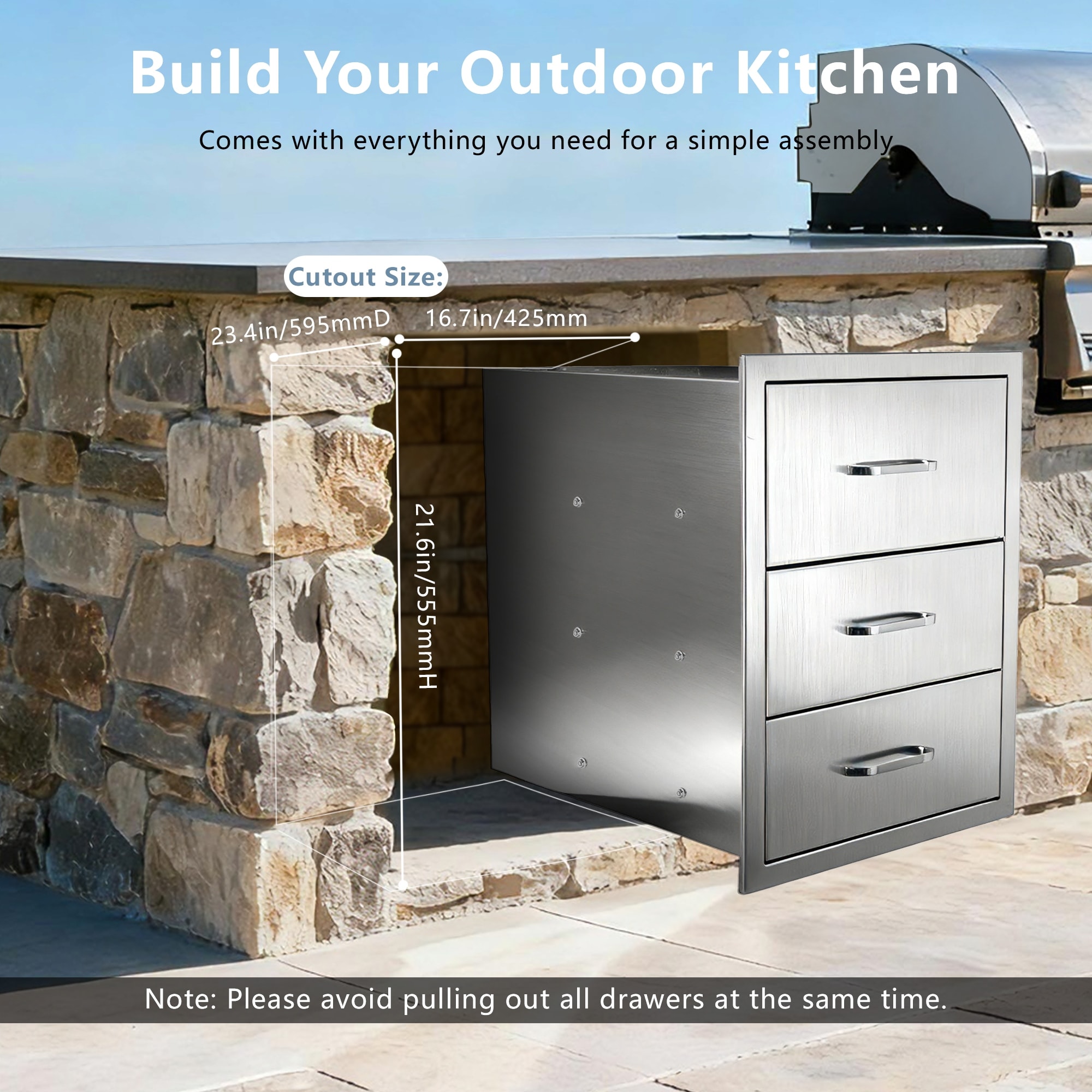 Outdoor Kitchen Drawers Stainless Steel - Steel Gray