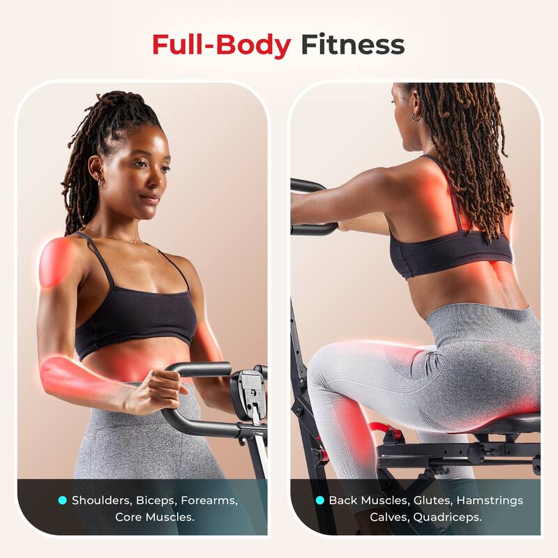 Sunny Health & Fitness Upright Row-N-Ride Exerciser - NO. 077 SMART - Black - 49.2*19.3*48.8