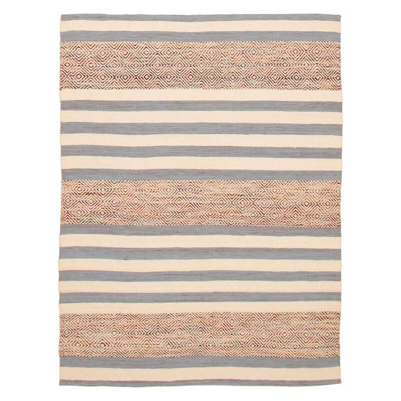 Ankara Cream, Grey Kilim 5'2" x 7'0" - 5'2 x 7'0 - Cream/ Grey - 5'2 x 7'0