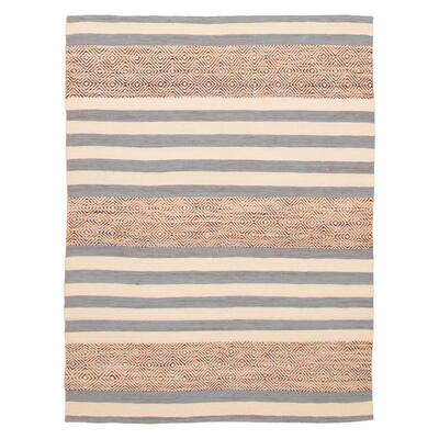 Ankara Cream, Grey Kilim 5'2" x 7'0" - 5'2 x 7'0