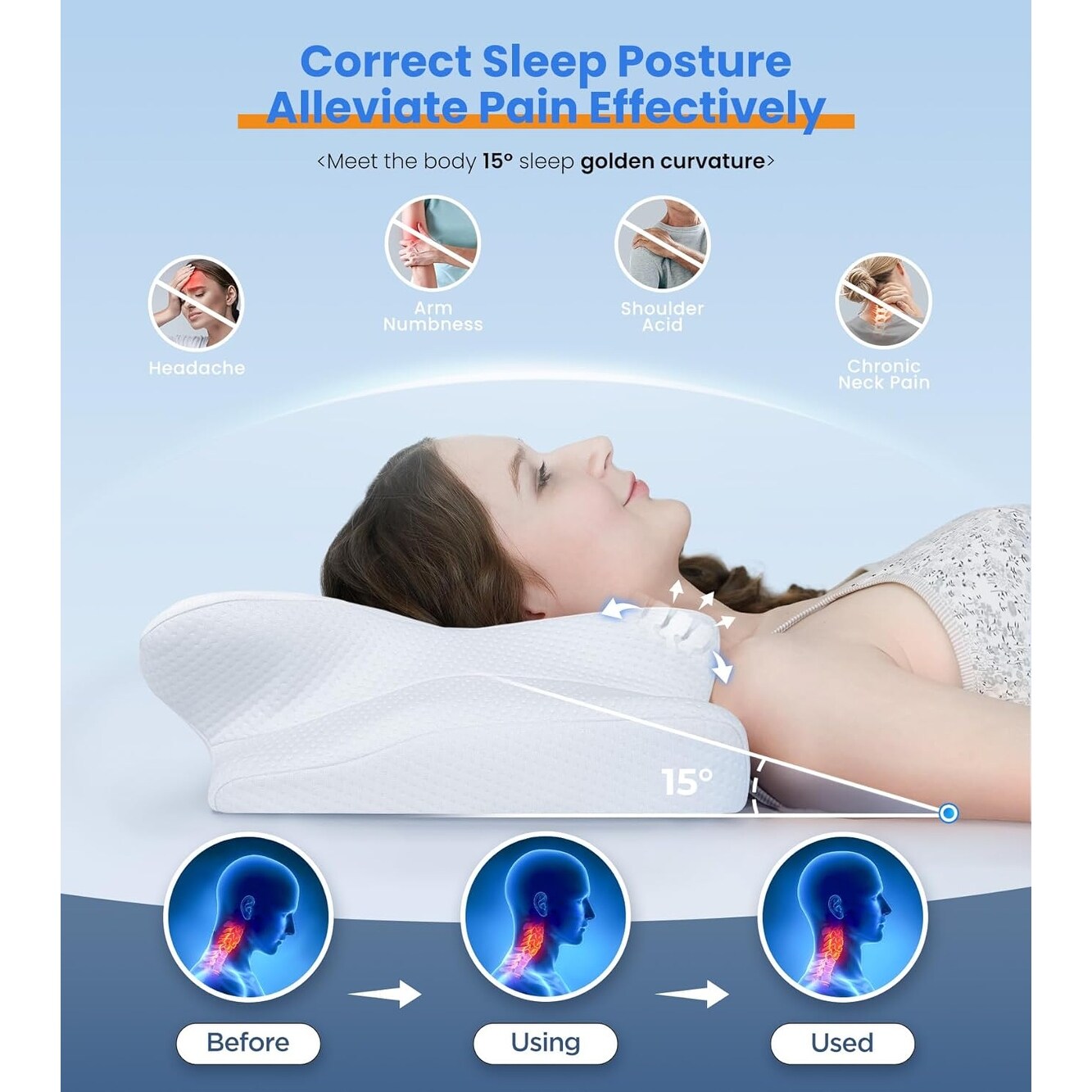 Neck Support Cooling Pillow Adjustable Neck Pillow for Comfortable Sleep Side Abdominal Sleeping Pillow Medium Firm