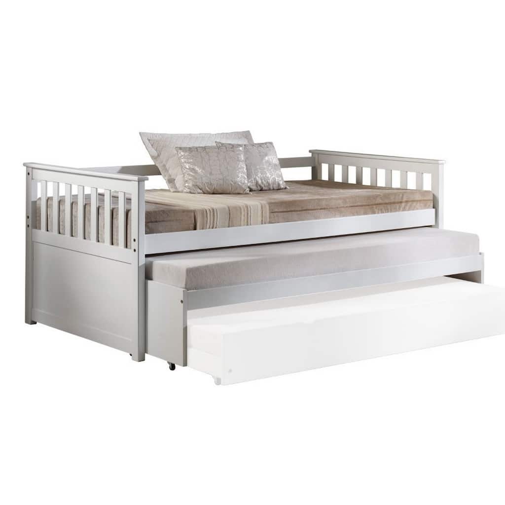 Twin Pull Out and Daybed with Slatted Side Panels, White