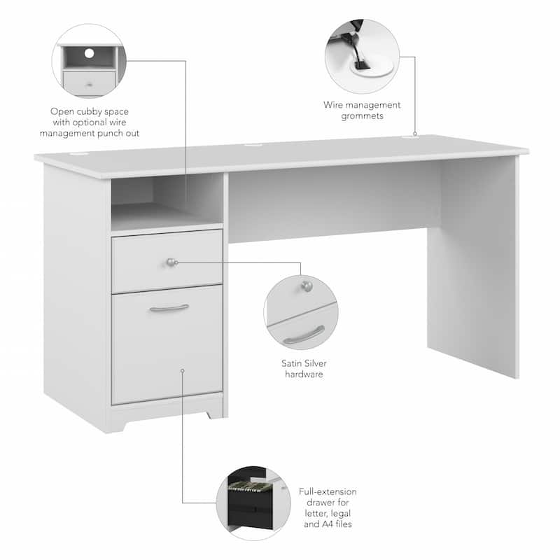 Bush Furniture Cabot 60W Computer Desk with Drawers and Storage