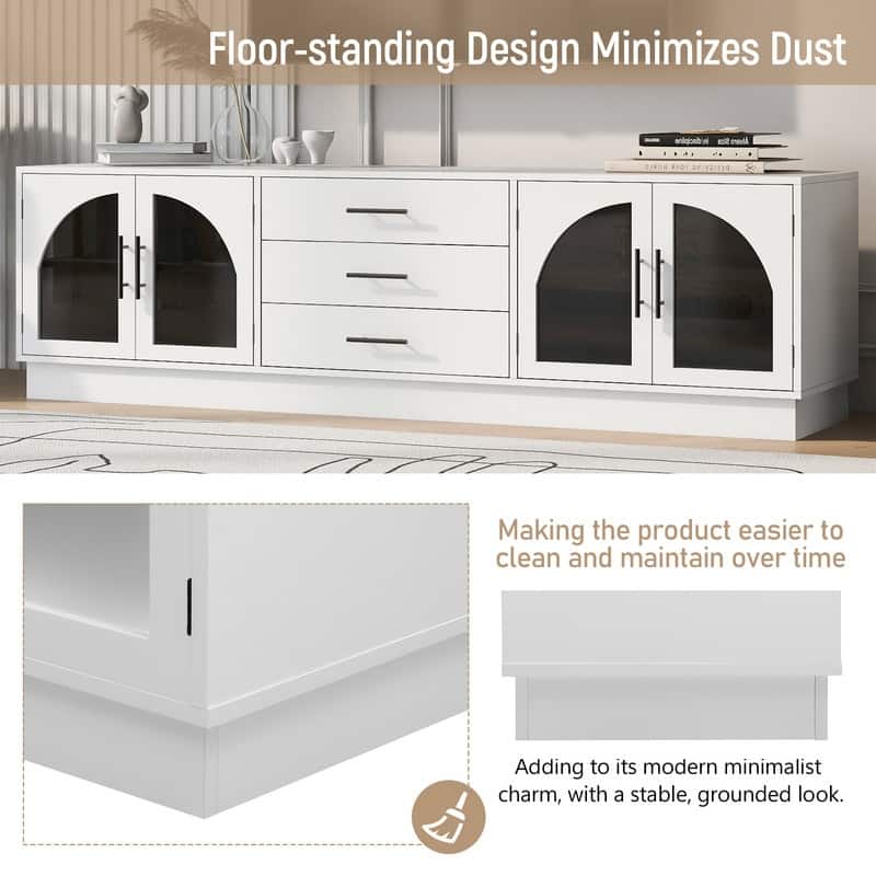 68.9'' Modern Minimalist TV Stand for TVs up to 75 Inches, Entertainment Center Media Console Cabinet with Adjustable Shelves