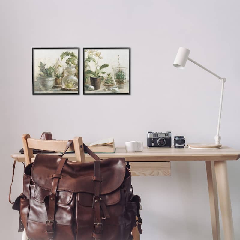 Stupell Succulent House Plants Country Charm Green Brown,2pc Multi Piece Framed Wall Art Set