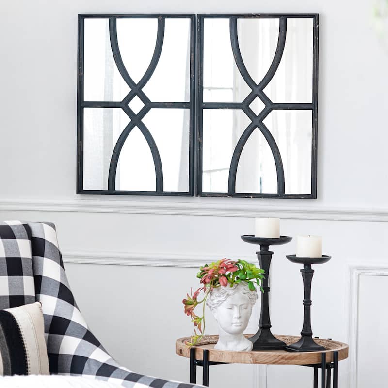 16" x 23" Rectangular Wooden Wall Mirror - Black