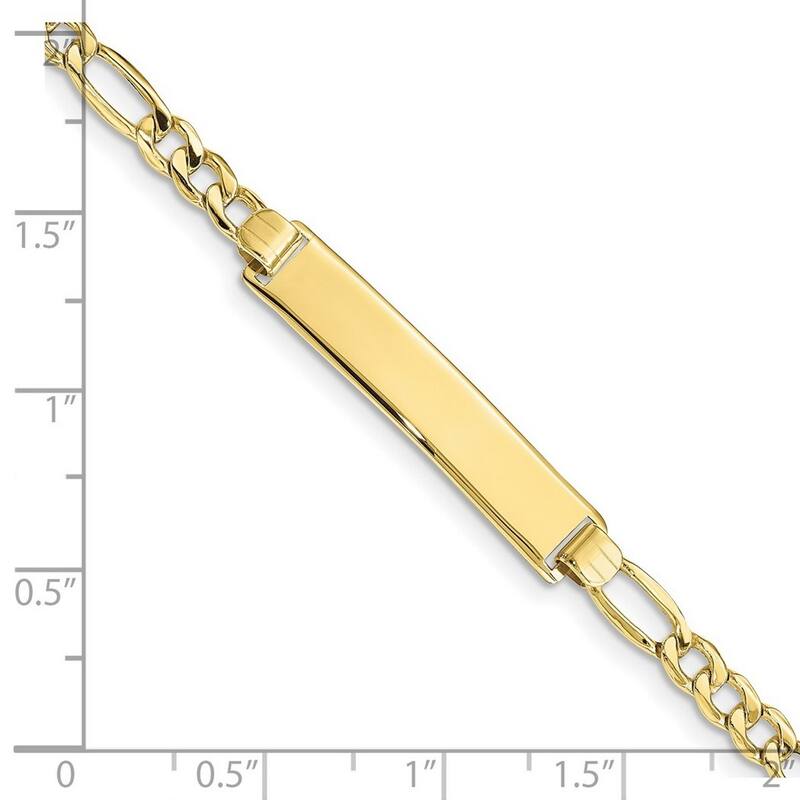 Curata 6.37mm 10k Yellow Gold Engravable Semi solid Figaro Link ID Bracelet