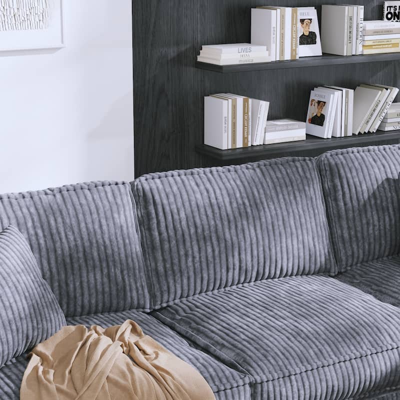 Christopher Knight Home - Jackson Oversized L-Shaped Corduroy Corner Couch with Armrest Storage