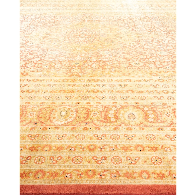 Overton Hand Knotted Wool Vintage Inspired Traditional Mogul Orange Area Rug - 12' 6" x 15' 10"