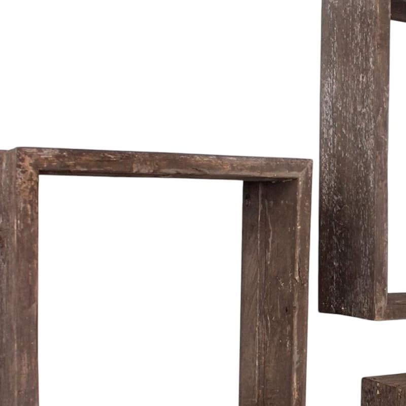 HomeRoots Set of Three Espresso Wood Square Hanging Dimensional Sculpture - 12" X 12"