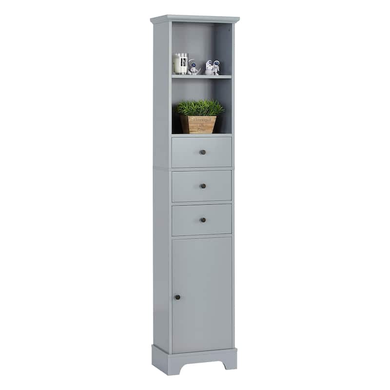 Tall Bathroom Cabinet, Freestanding Storage Cabinet with 3 Drawers and Adjustable Shelf