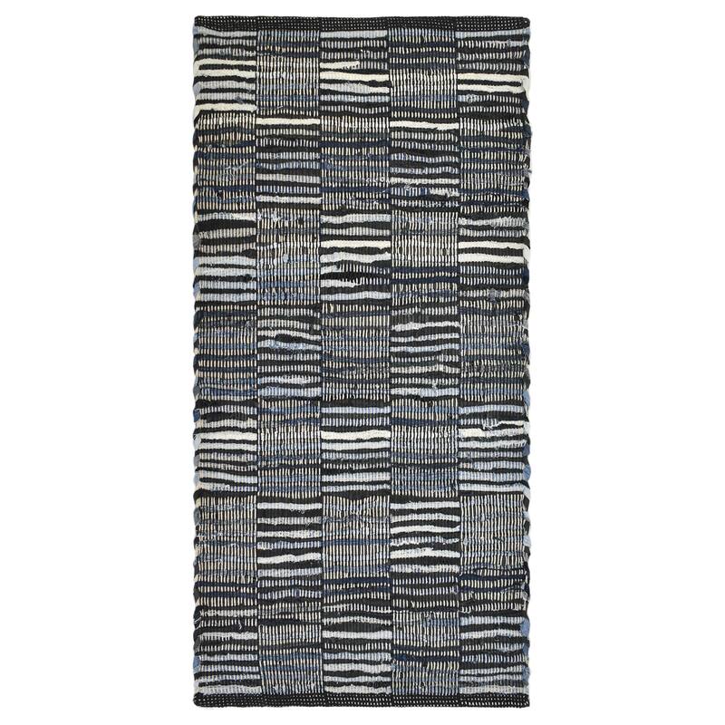 Fabstyles Denim Leather Checkerboard Handmade Area Rag Rug