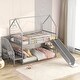 preview thumbnail 10 of 12, Twin over Twin Size Metal Bunk House Bed with Convertible Staircase
