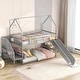 preview thumbnail 3 of 5, Twin over Twin Size Metal Bunk House Bed with Slide and Convertible Staircase, Space-Saving Design