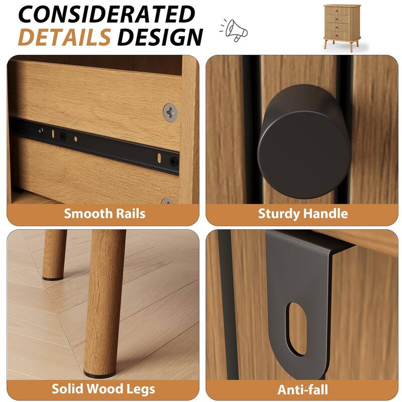 6 Drawer Dresser for Bedroom, Double Chest of Drawers, Boho Wooden Dresser with Handles