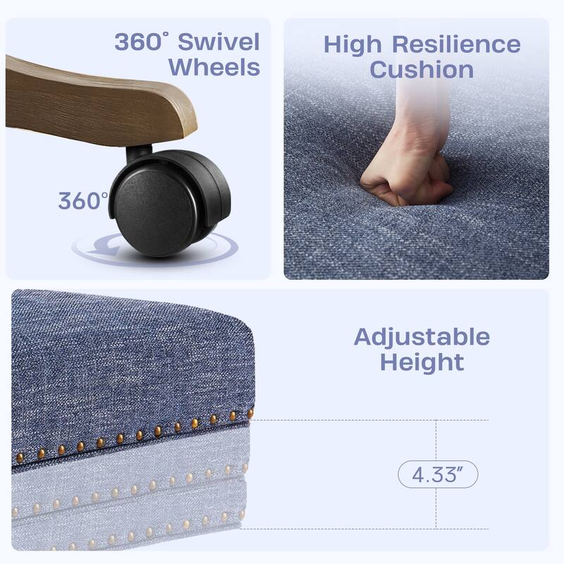 Huimo Home Office Desk Chair with Wheels, 360° Swivel