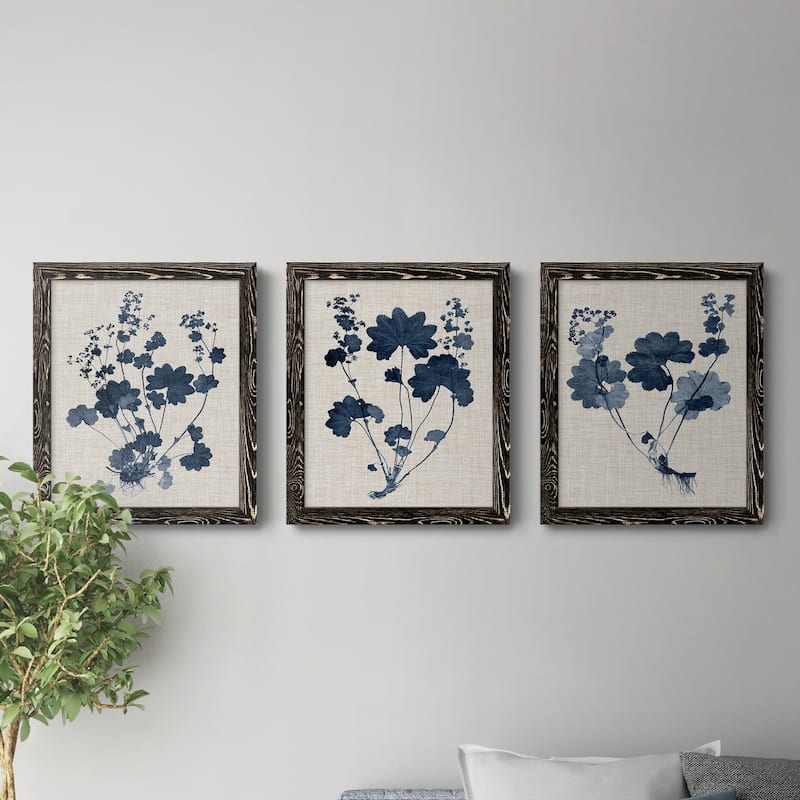 Navy & Linen Leaves II-Premium Framed Canvas - Ready to Hang - Multi-Color