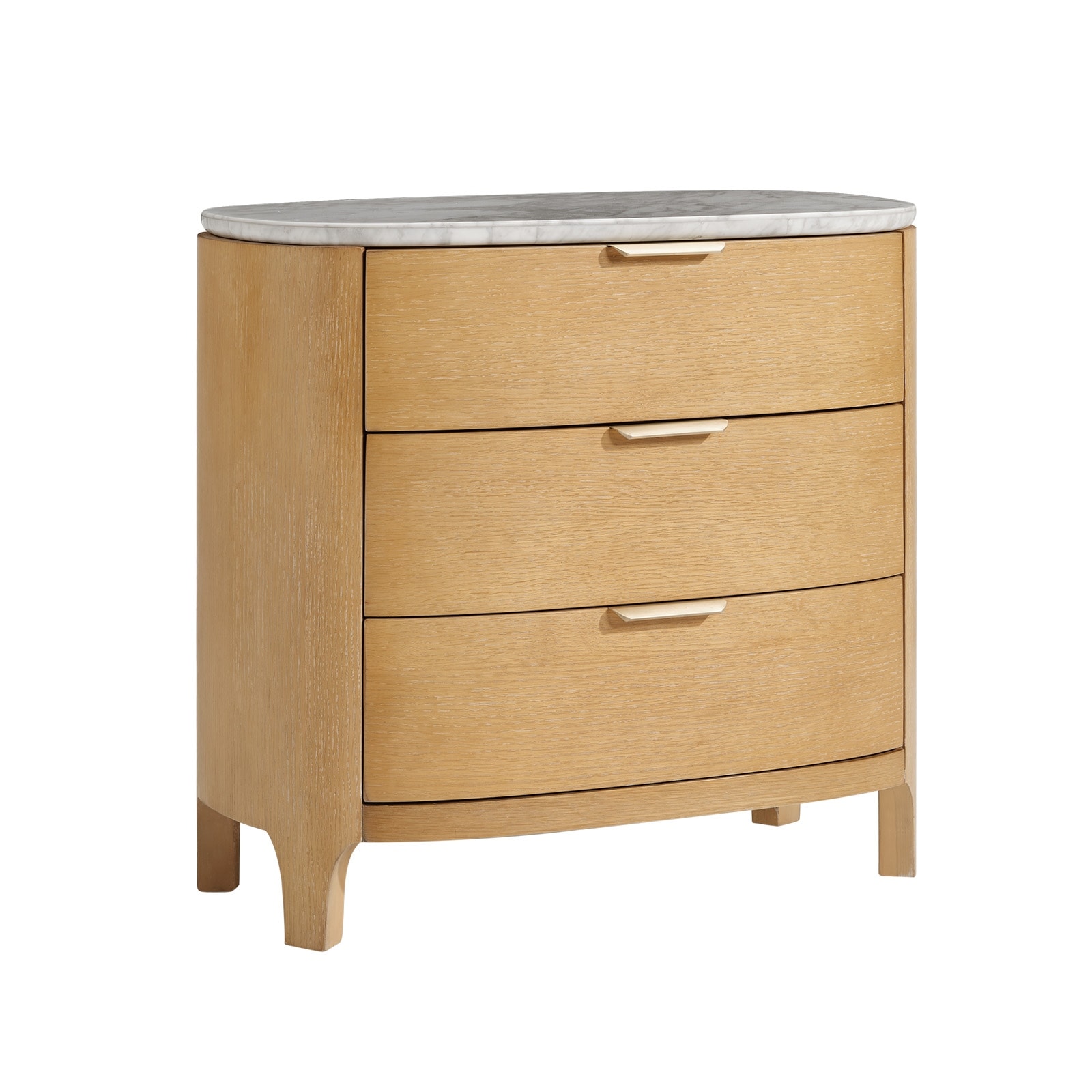 Giselle Modern 28" W 3 Drawer Solid Wood Nightstand with Marble Top and Oak Veneer By HULALA HOME