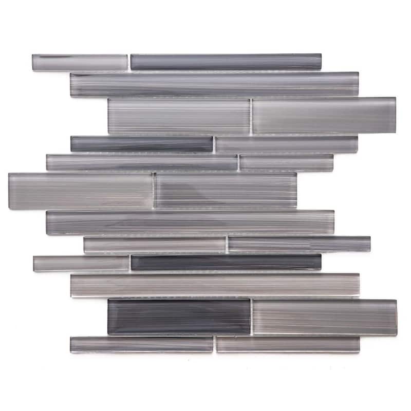 Rebel Brick 1x6 Brushed Glass Linear Mosaic Tile - Wall, Backsplash - 4 x 4 Sample - Taupe