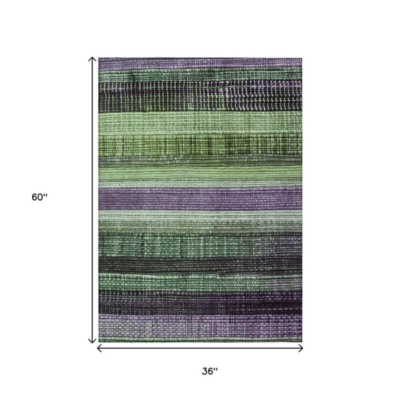 HomeRoots Striped Transitional Rectangle Outdoor Rug