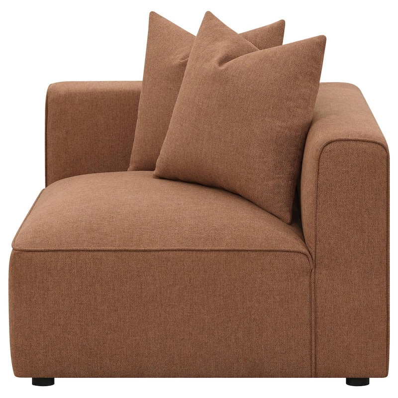 Hani 39 Inch Modular Corner Wedge, Trillium Polyester, 2 Pillows, Brown