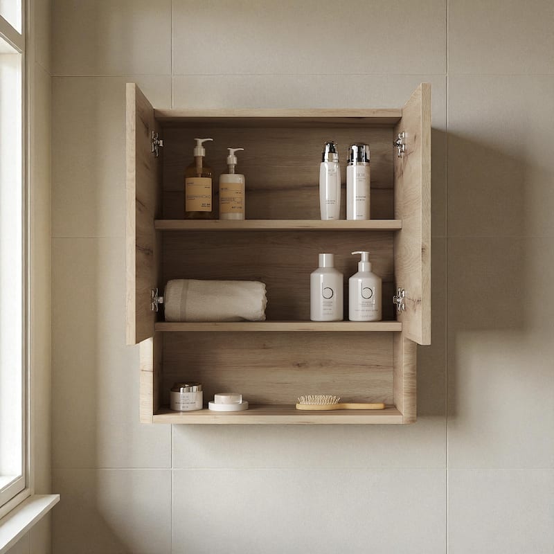 26" Wall Mounted Bathroom Cabinet with Doors & Shelf, Over Toilet Storage Cabinet for Bathroom, Kitchen & Laundry