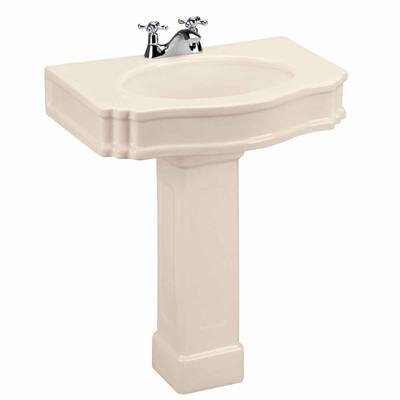 Classic Bathroom Pedestal Sink Vintage Biscuit Colored Centerset 4 Renovators Supply