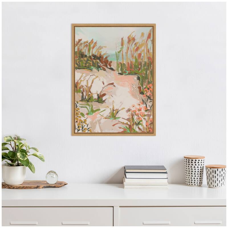 Kate and Laurel Sunrise Seascape by Annie Quigley Framed Canvas Wall Art Print