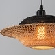 preview thumbnail 9 of 8, Cascade 4-Light Cluster Pendant Light Natural Rattan Shade Coastal Chic Chandelier in Matte Black - 35 Wide