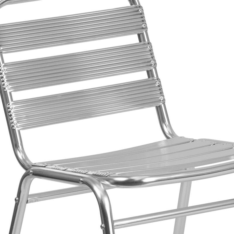 4PK Commercial Aluminum Indoor-Outdoor Restaurant Stack Chair - Triple Slat Back