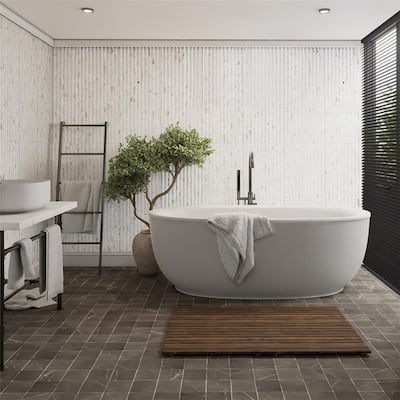 Merola Tile Marbilia Fluted Terrazo White 15-3/4" x 47-1/4" Porcelain Wall Tile