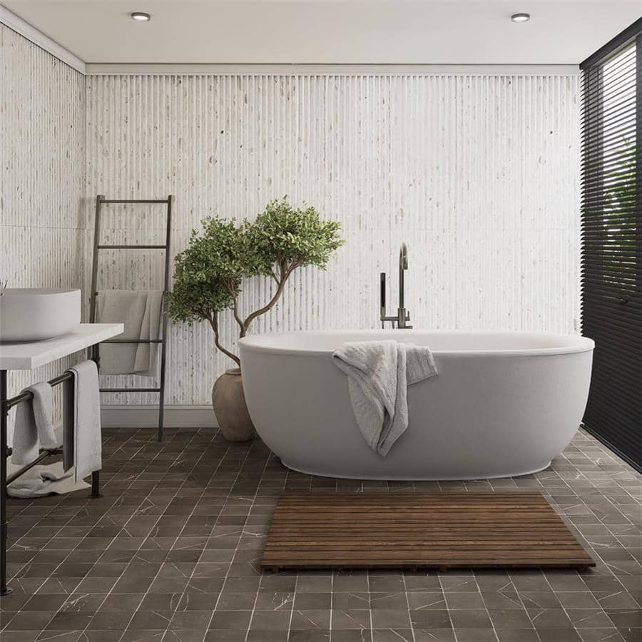Merola Tile Marbilia Fluted Terrazo White 15-3/4" x 47-1/4" Porcelain Wall Tile