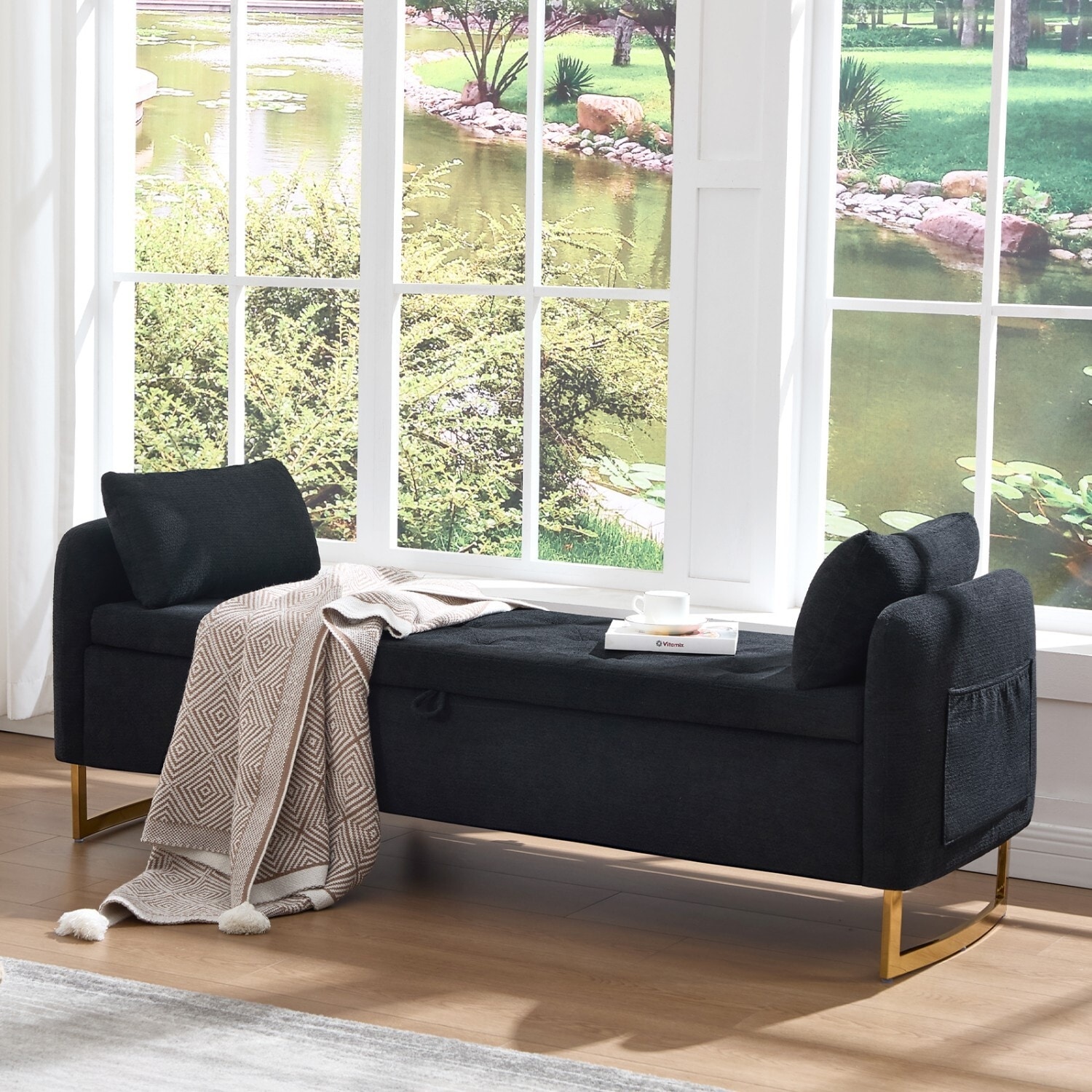 HOMYKA 60" Storage Ottoman Bench